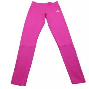 adidas Athletic Leggings Girls Large Pink 3 Stripes Casual High Waisted CA#43063